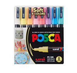 Posca - PC3M - Fine Tip Pen - Soft Colors, 8 pc / Toys