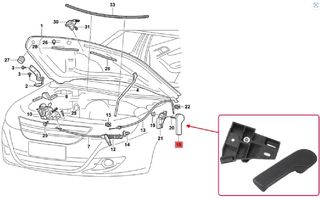 Χειρολαβή Ανοίγματος Καπό Για VW Jetta A5 2005-2010 / Μαύρο CDH0173/7