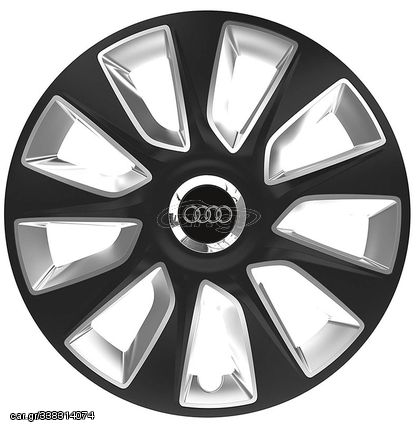 Τάσια Τροχών Αυτοκινήτου Versaco Stratos RC Μαύρο/Χρώμιο 14" με σήμα Audi 4 Τεμάχια