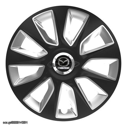 Τάσια Τροχών Αυτοκινήτου Versaco Stratos RC Μαύρο/Χρώμιο 14" με σήμα Mazda 4 Τεμάχια