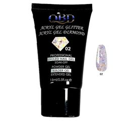 QBD ακρυλικο, gel για χτισιμο μεταλλιζε, Uv/Led Diamond Glitter 15ml, 02