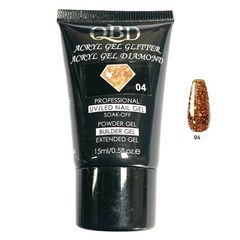 QBD ακρυλικο, gel για χτισιμο μεταλλιζε, Uv/Led Diamond Glitter 15ml, 04