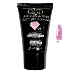 QBD ακρυλικο, gel για χτiσιμο μεταλλιζε, Uv/Led Diamond Glitter 15ml, 05