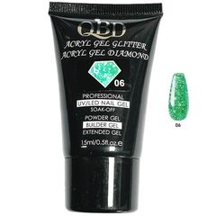 QBD ακρυλικο, gel για χτiσιμο μεταλλιζε, Uv/Led Diamond Glitter 15ml, 06