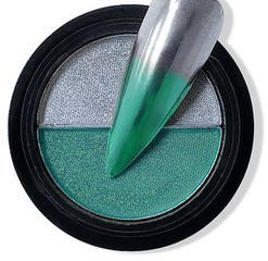 σκόνη καθρέφτη, γιά νύχια nail mirror χρώμα πρασινο, ασημι
