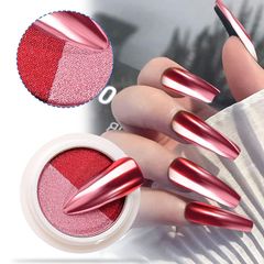 σκόνη καθρέφτη, γιά νύχια nail mirror χρώμα ροζ, κοκκινο