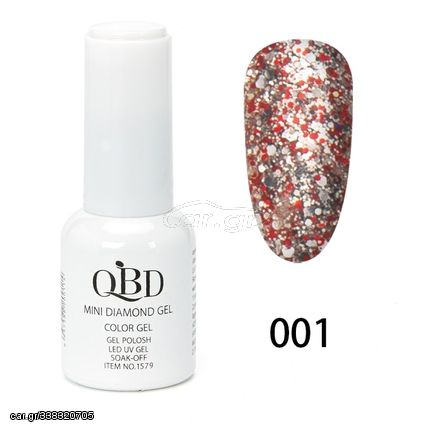 QBD Top diamont gel, No1, βερνικι glitter κοκκινο ασημι