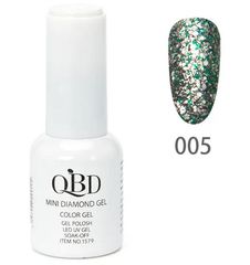 QBD Top diamont gel, No5, βερνικι glitter πρασινο ασημι