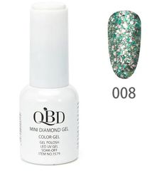 QBD Top diamont gel, No8, βερνικι glitter πρασινο τυρκουαζ, ασημι