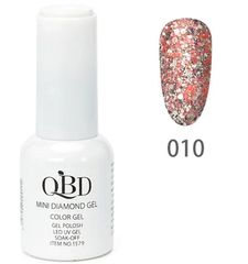 QBD Top diamont gel, No10, βερνικι glitter κοραλι, ασημι