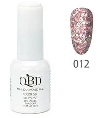 QBD Top diamont gel, No12, βερνικι glitter ασημι, ροζ