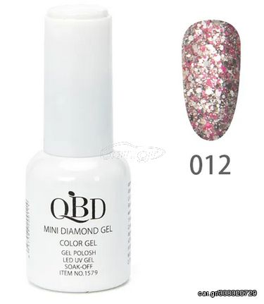 QBD Top diamont gel, No12, βερνικι glitter ασημι, ροζ