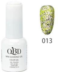QBD Top diamont gel, No13, βερνικι glitter ασημι, κιτρινο