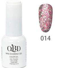 QBD Top diamont gel, No14, βερνικι glitter ροζ,ασημι