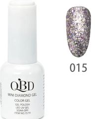 QBD Top diamont gel, No15, βερνικι glitter μωβ σκουρο, ασημι