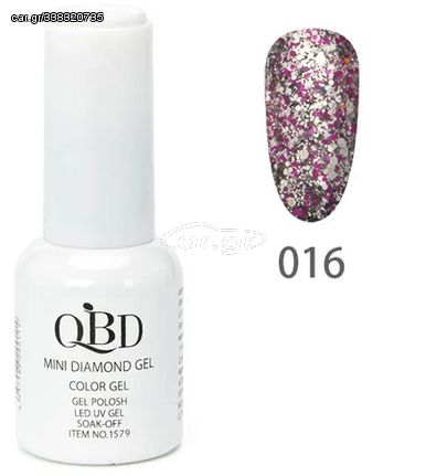 QBD Top diamont gel, No16, βερνικι glitter φουξ, ασημι