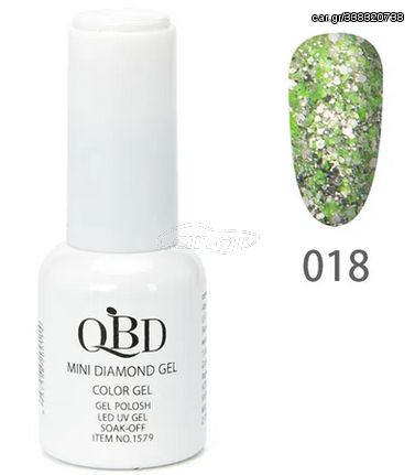 QBD Top diamont gel, No18, βερνικι glitter λαχανι, ασημι
