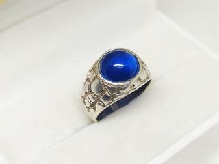 Δαχτυλίδι Σεβαλιέ ασημένιο 925 με μπλε ζιργκόν Α9526 ΤΙΜΗ 75 ΕΥΡΩ