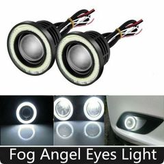 2 x UNIVERSAL fog ΦΩΤΑ ΟΜΙΧΛΗΣ LED COB Angel Eyes 76mm