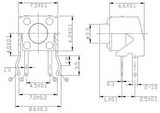 TACT SWITCH 6X6 4.30mm ΠΛΑΓΙΟ-thumb-2