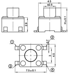 TACT SWITCH SMD 4.5X4.5 3.80mm-thumb-1