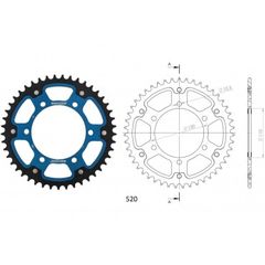 ΓΡΑΝΑΖΙΑ ΤΡΟΧΟΥ SUPERSPROX/RST-486-43T STEALTH-ΜΠΛΕ (520CONV) YZF-R6'06-18,MT09'14-18,YZF1000R1'04-15,FZ-09/FJ-09'14-18,GSX-R750/1000'16-18,EX250'88-13  (520CONV) - 502-60-0486433