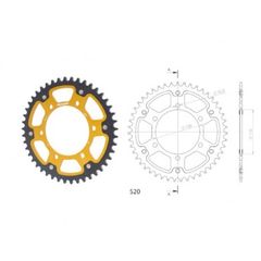 ΓΡΑΝΑΖΙΑ ΤΡΟΧΟΥ SUPERSPROX/RST-486-44T STEALTH-ΧΡΥΣΟ (520CONV) YZF-R6'06-18,MT09'14-18,YZF1000R1'04-15,FZ-09/FJ-09'14-18,GSX-R750/1000'16-18,EX250'88-13 (520CONV) - 502-60-0486448