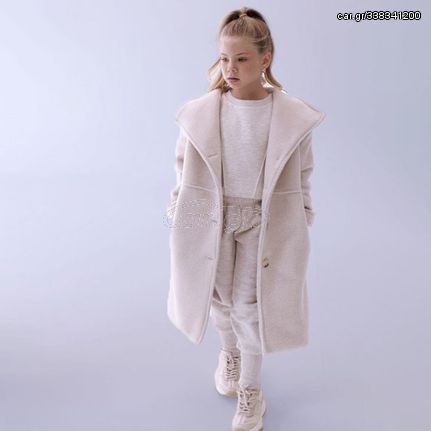 Παιδικό παλτό oversized μπεζ Alice A13011 για κορίτσια (4-12 ετών)