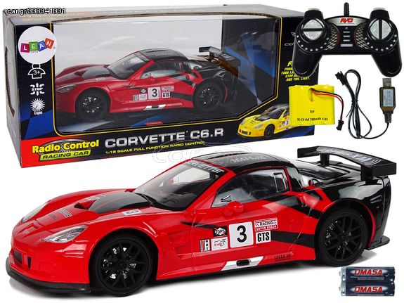 Racing Sports Car R/C 1:18 Corvette C6.R Red 2.4 G Lights