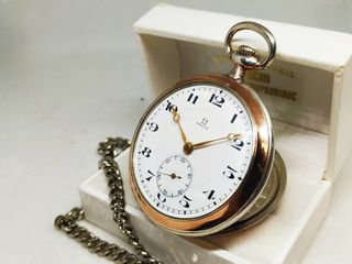 Omega Κουρδιστό ασημένιο 800 με ντουμπλάρισμα χρυσού Vintage ρολόι τσέπης Α90036 ΤΙΜΗ 1.100 ΕΥΡΩ