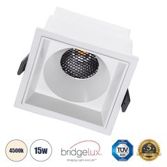 GloboStar® PLUTO-B 60278 Χωνευτό LED Spot Downlight TrimLess Μ10.4xΠ10.4cm 15W 1950lm 38° AC 220-240V IP20 Μ10.4 x Π10.4 x Υ6.5cm - Τετράγωνο - Λευκό & Anti-Glare HoneyComb - Φυσικό Λευκό 4500K - Brid