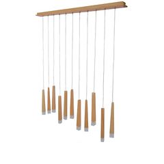 GloboStar® CALISTA 10001254 Μοντέρνο Κρεμαστό Φωτιστικό Οροφής Πολύφωτο 11 x LED με Ενσωματωμένο Φωτισμό LED 3000k Μπεζ Ξύλινο Μ120 x Π8 x Υ33cm