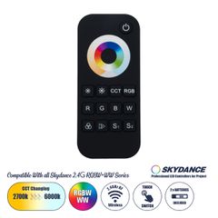 GloboStar® 73009 RT5 SKYDANCE Ασύρματο Χειριστήριο Αφής RF 2.4Ghz 1 Group για όλα τα RGBW+WW SKYDANCE Controller DC 3V 2 x AAA - IP20 Μαύρο Μ5.3 x Π1.75 x Υ12.2cm - 5 Years Warranty