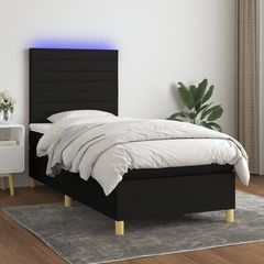 ΚΡΕΒΑΤΙ BOXSPRING ΜΕ ΣΤΡΩΜΑ & LED ΜΑΥΡΟ 90X190 ΕΚ. ΥΦΑΣΜΑΤΙΝΟ 3135479