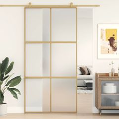 Συρόμενη Πόρτα Χρυσή 102,5x205 εκ. Αμμοβολή ESG Γυαλί/Αλουμίνιο 155159