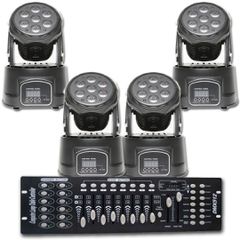 ARTLIGHT AL-1025x4 PCS SET MINI WASH 7x10W MOVING HEAD + DMX CONTROLLER WILDSTAR - ArtSound and Lights