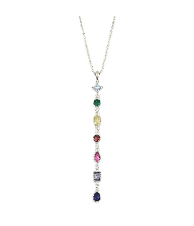 Κολιέ ασήμι 925 με ζιρκόνια rainbow | Vittas Jewels 2701490