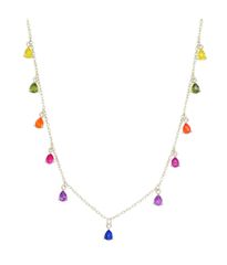 Κολιέ από ασήμι με φυσικά πολύχρωμα ζιρκόνια σε σχήμα σταγόνας 2601490