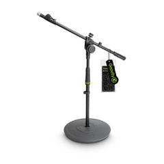 Gravity MS 2222 B - Short Microphone Stand With Round Base And 2-Point Adjustment Telescoping Boom - Gravity