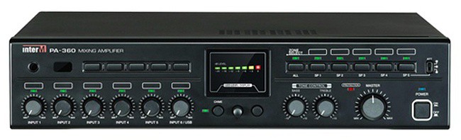 INTER-M PA-360 MIXER-AMP 6 INPUT 360W 4Ω/100V 5 ZONE - InterM