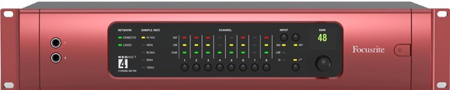 FOCUSRITE REDNET 4 INTERFACE WITH 8 MICROPHONE PREAMS/LINE INPUTS - FOCUSRITE