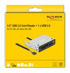 DELOCK USB 9-pin card reader 91708, CF/SD/XD/MS/Micro SD/USB, 3.5" bay-thumb-2