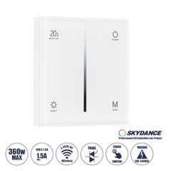 GloboStar® 71452 S1-T SKYDANCE AC Smart RF 2.4Ghz & Αφής - Touch Triac Dimming AC100-240V σε AC100-240V 1 x 1.5A 360W - Max 1.5A 360W - IP20 - Λευκό Σώμα - Μ8.5 x Π8.5 x Υ3.2cm - 5 Years Warranty