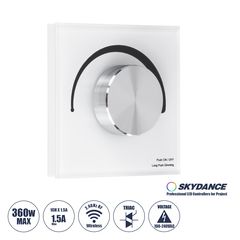 GloboStar® 71454 S1-K SKYDANCE AC Smart RF 2.4Ghz & Ροοστάτη - Push ON/OFF Triac Dimming AC100-240V σε AC100-240V 1 x 1.5A 360W - Max 1.5A 360W - IP20 - Λευκό Σώμα - Μ8.5 x Π8.5 x Υ5cm - 5 Years Warra