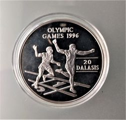 GAMBIA 20 dalasis 1994  *** SILVER PROOF *** in capsule UNC-thumb-1