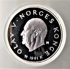 ΝΟΡΒΗΓΙΑ / NORWAY 100 Kroner 1991 **SILVER PROOF** in capsule UNC