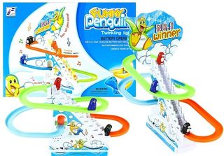 Funny Penguin Race Racer Ice Slide Track Kids Toy Lights Sounds
