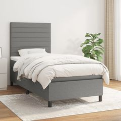 ΚΡΕΒΑΤΙ BOXSPRING ΜΕ ΣΤΡΩΜΑ ΣΚΟΥΡΟ ΓΚΡΙ 90X190 ΕΚ. ΥΦΑΣΜΑΤΙΝΟ 3141818