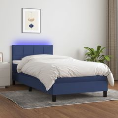 ΚΡΕΒΑΤΙ BOXSPRING ΜΕ ΣΤΡΩΜΑ & LED ΜΠΛΕ 90X190 ΕΚ. ΥΦΑΣΜΑΤΙΝΟ 3133123