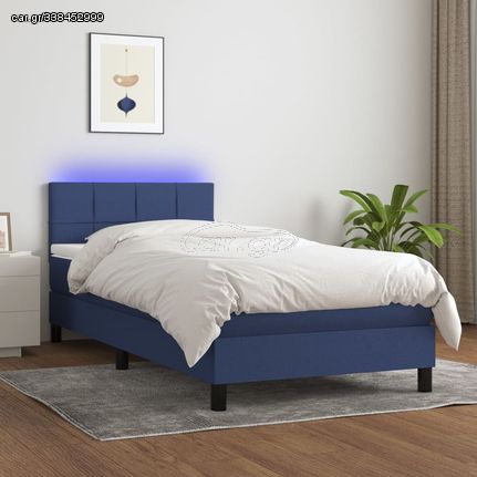 ΚΡΕΒΑΤΙ BOXSPRING ΜΕ ΣΤΡΩΜΑ & LED ΜΠΛΕ 90X190 ΕΚ. ΥΦΑΣΜΑΤΙΝΟ 3133123